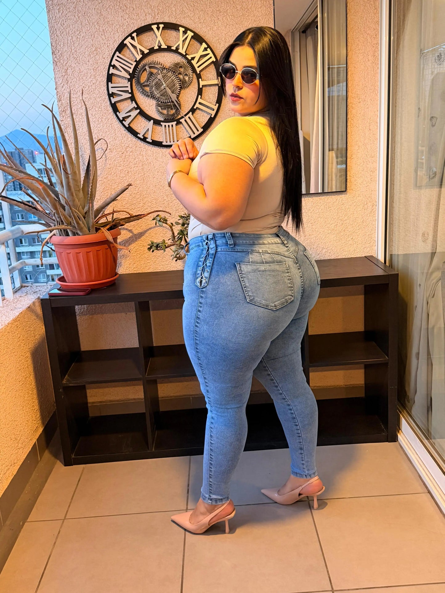 Jeans pitillo azul trenzado Francia