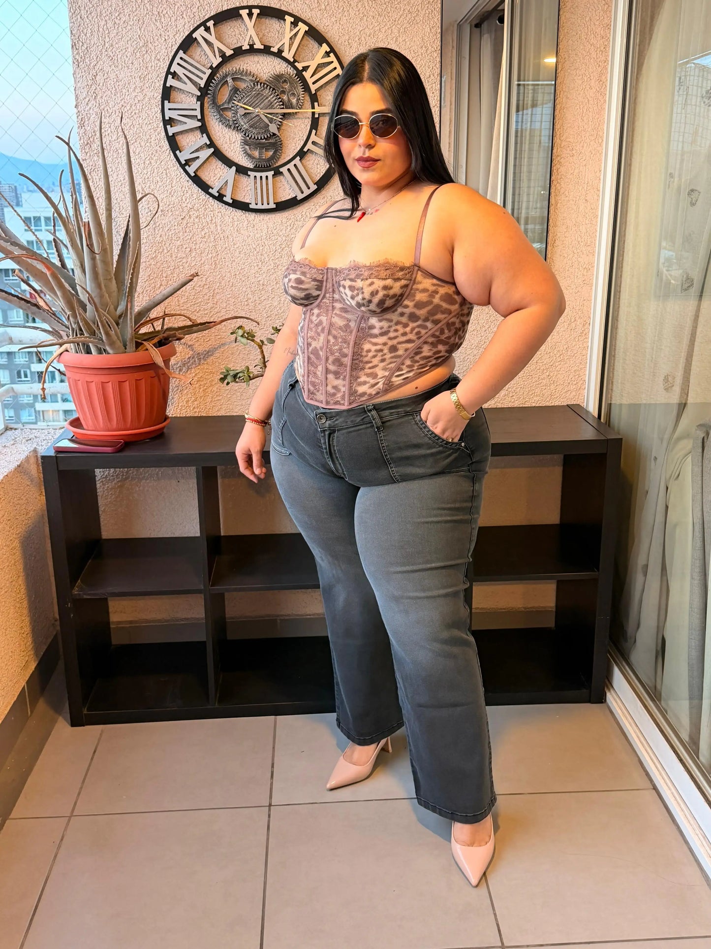 Jeans wide leg gris Italia