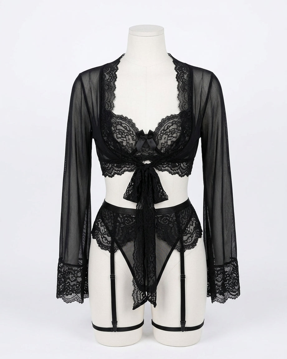 Conjunto lencería con bata Annecy – Set completo de encaje