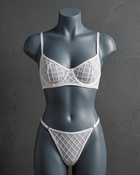 sosten calzon  semitransparente blanco 