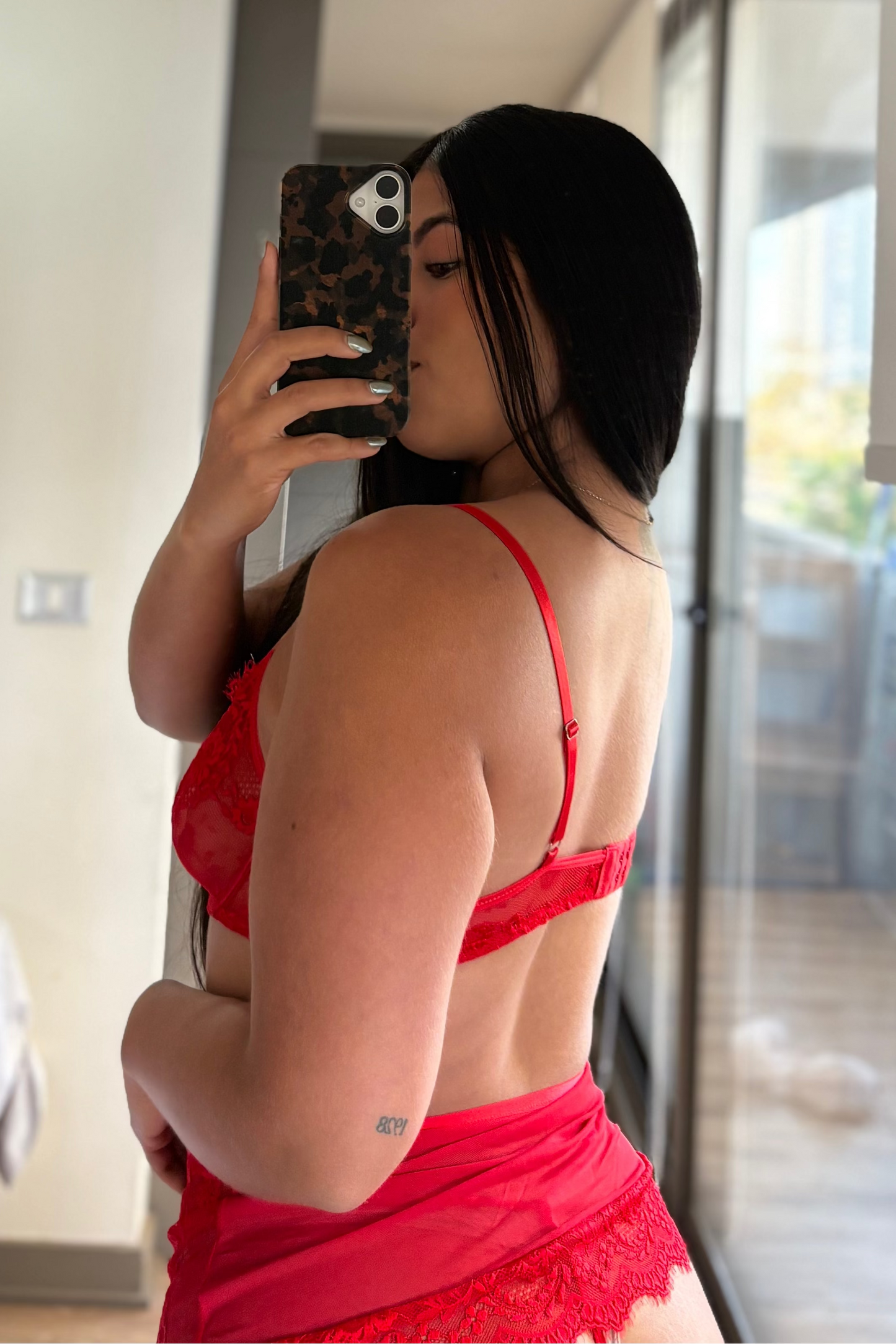 conjunto rojo encaje talla grande granda cavrini