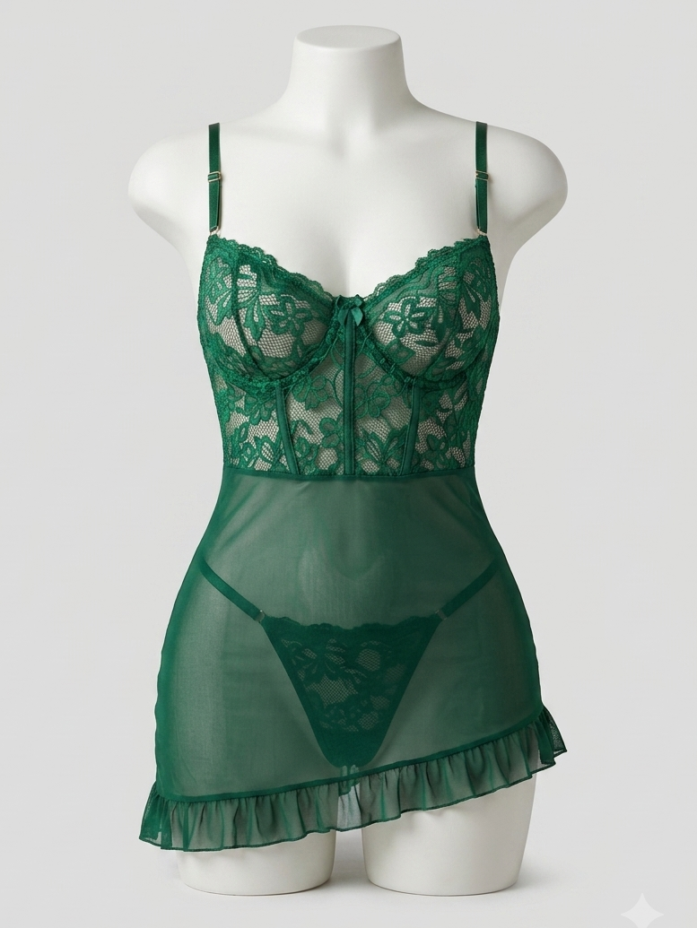 Vestido lencería encaje Cuore – Transparencias y detalles románticos